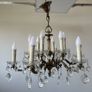 ŻYRANDOL SZEŚCIORAMIENNY Z MOSIĄDZU I SZKŁA K173