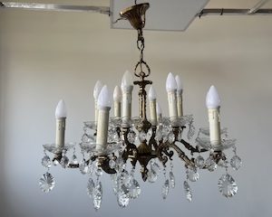 ŻYRANDOL SZEŚCIORAMIENNY Z MOSIĄDZU I SZKŁA K173