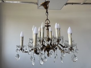 ŻYRANDOL SZEŚCIORAMIENNY Z MOSIĄDZU I SZKŁA K173