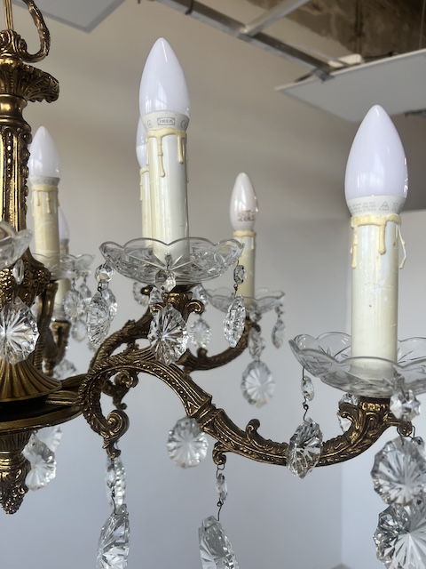 ŻYRANDOL SZEŚCIORAMIENNY Z MOSIĄDZU I SZKŁA K173 - obrazek 3