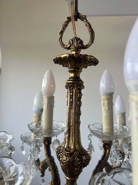 ŻYRANDOL SZEŚCIORAMIENNY Z MOSIĄDZU I SZKŁA K173 - obrazek 4