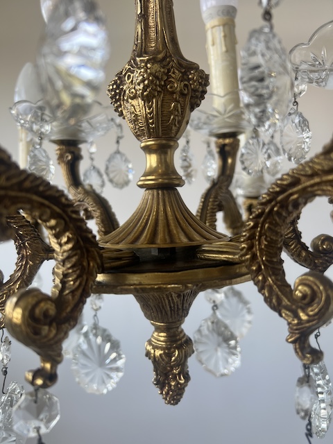 ŻYRANDOL SZEŚCIORAMIENNY Z MOSIĄDZU I SZKŁA K173 - obrazek 5