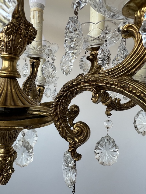 ŻYRANDOL SZEŚCIORAMIENNY Z MOSIĄDZU I SZKŁA K173 - obrazek 6