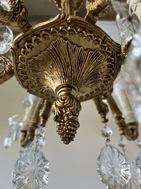 ŻYRANDOL SZEŚCIORAMIENNY Z MOSIĄDZU I SZKŁA K173 - obrazek 8