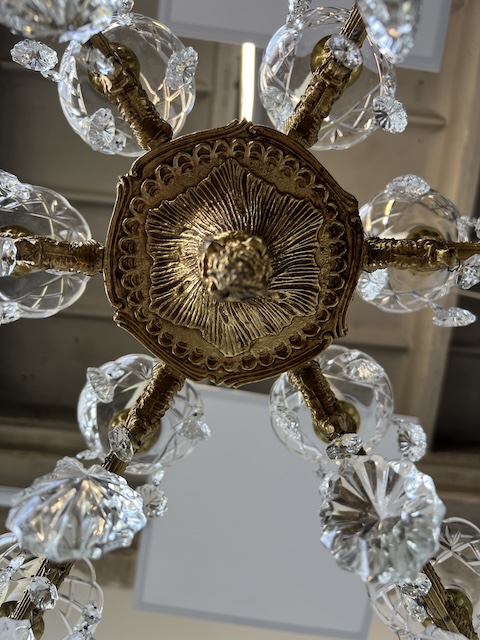 ŻYRANDOL SZEŚCIORAMIENNY Z MOSIĄDZU I SZKŁA K173 - obrazek 9