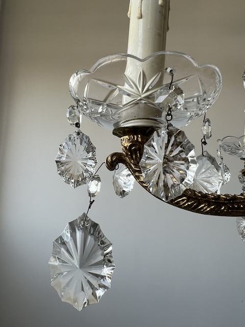 ŻYRANDOL SZEŚCIORAMIENNY Z MOSIĄDZU I SZKŁA K173 - obrazek 10