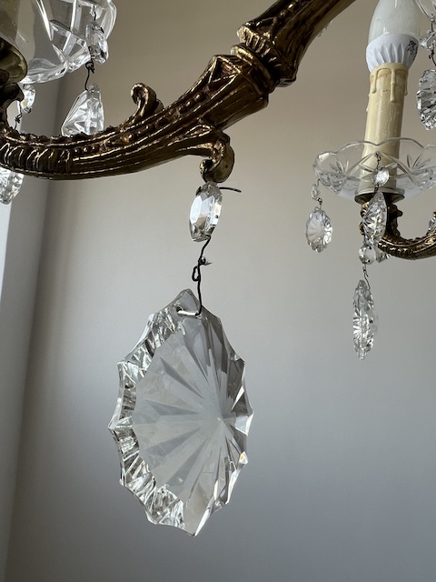 ŻYRANDOL SZEŚCIORAMIENNY Z MOSIĄDZU I SZKŁA K173 - obrazek 11