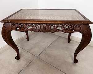 ŁAWA DĘBOWA ZE SZKLANYM BLATEM K216