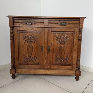 KOMODA DĘBOWA DWUDRZWIOWA Z SZUFLADAMI ANTYK RETRO RUSTYKALNA K150