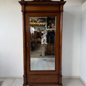 SZAFA JEDNODRZWIOWA Z LUSTREM DĘBOWA ANTYK 1900 R M024