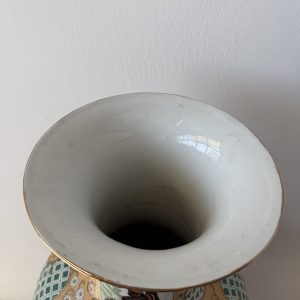 WAZON JAPOŃSKI KUTANI 55 CM  DUŻY RĘCZNIE MALOWANY PORCELANA ZŁOCONA M046