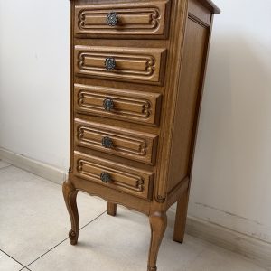 KOMODA DĘBOWA 5 SZUFLAD RETRO STYL LUDWIK VINTAGE M004