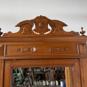 SZAFA JEDNODRZWIOWA Z LUSTREM DĘBOWA ANTYK VINTAGE M028