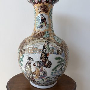 WAZON JAPOŃSKI KUTANI 55 CM  DUŻY RĘCZNIE MALOWANY PORCELANA ZŁOCONA M046