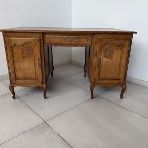 BIURKO DĘBOWE Z KRZESŁEM DUŻE STYLOWE LUDWIK DO GABINETU KANCELARII BIURA M055