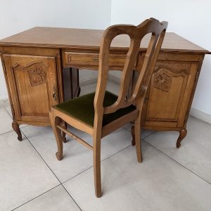 BIURKO DĘBOWE Z KRZESŁEM DUŻE STYLOWE LUDWIK DO GABINETU KANCELARII BIURA M055