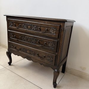 KOMODA DREWNIANA DĘBOWA 3 SZUFLADY LUDWIK ANTYK RETRO M003