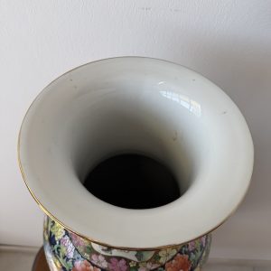 WAZON CHIŃSKI62,5 CM DUŻY RĘCZNIE MALOWANY PORCELANA ZŁOCONA W STYLU FAMILIE ROSE M047