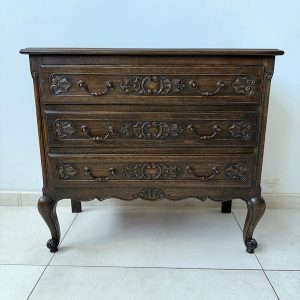 KOMODA DREWNIANA DĘBOWA 3 SZUFLADY LUDWIK ANTYK RETRO M003