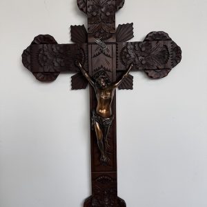 KRZYŻ DĘBOWY KRUCYFIKS DREWNIANY NA ŚCIANĘ RZEŹBIONY WISZĄCY DUŻY M078